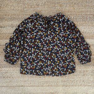 Ann Taylor Factory Women’s Floral Ruffle Trim Blouse Medium